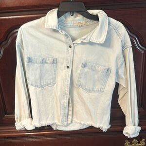 Chelsea violet acid wash blue jean shirt